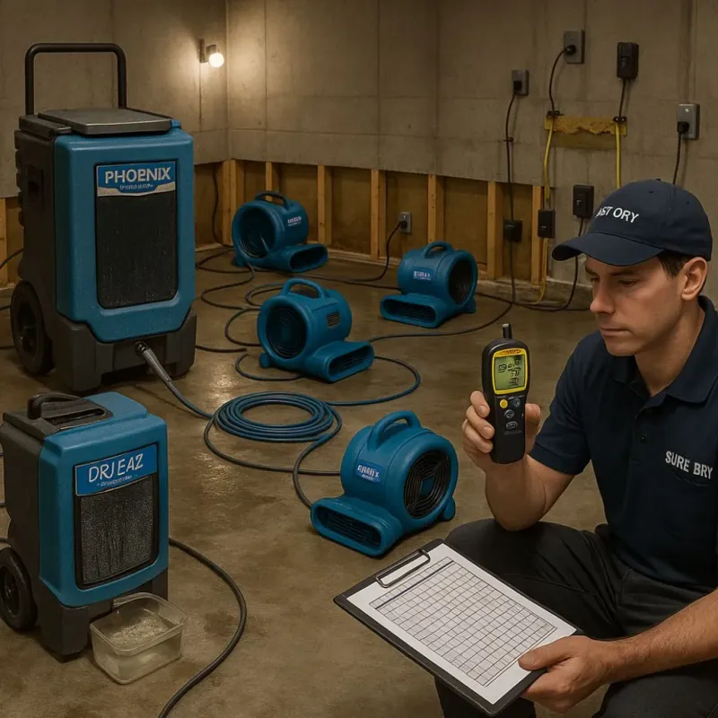 Structural Drying and Dehumidification process in Mounds, OK